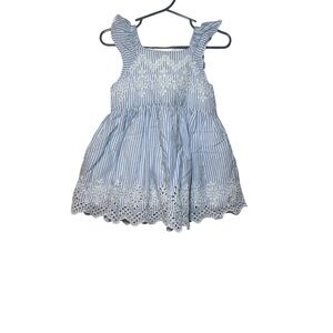 Blue and White Striped Kids Dress